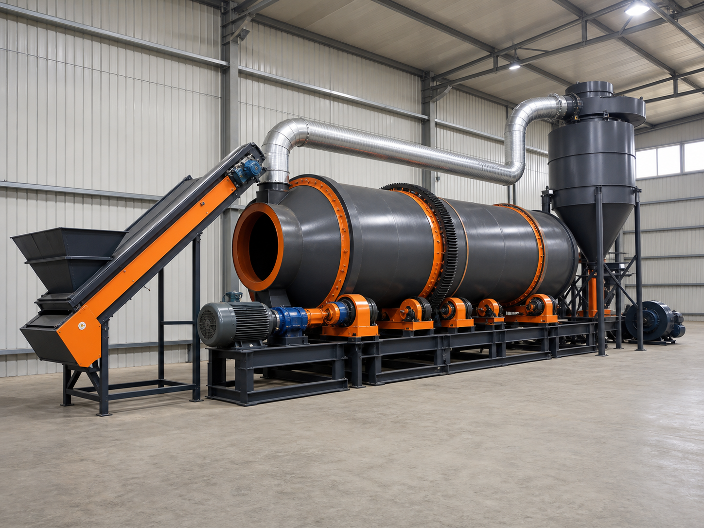 Industrial rotary drum dryer system